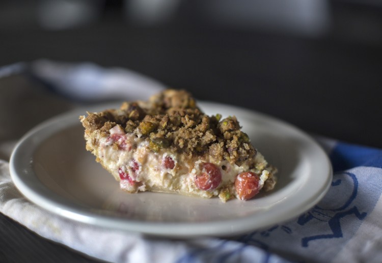 Sour cherry-sour cream streusel pie.