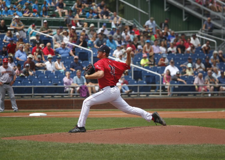 Portland's Teddy Stankiewicz allowed one unearned run in seven innings but the Sea Dogs' bullpen gave up three runs in the nine and four in the 10th to lose to Harrisburg 8-7 on Wednesday at Hadlock Field.