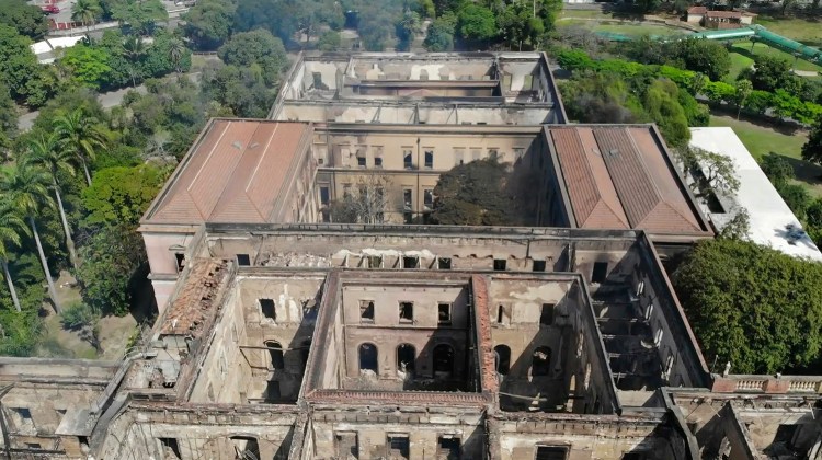 The National Museum in Rio de Janeiro, Brazil,  stands gutted Monday after an overnight fire. The huge fire engulfed Brazil’s 200-year-old museum, lighting up the night sky with towering flames as firefighters and museum workers raced to save historical relics.