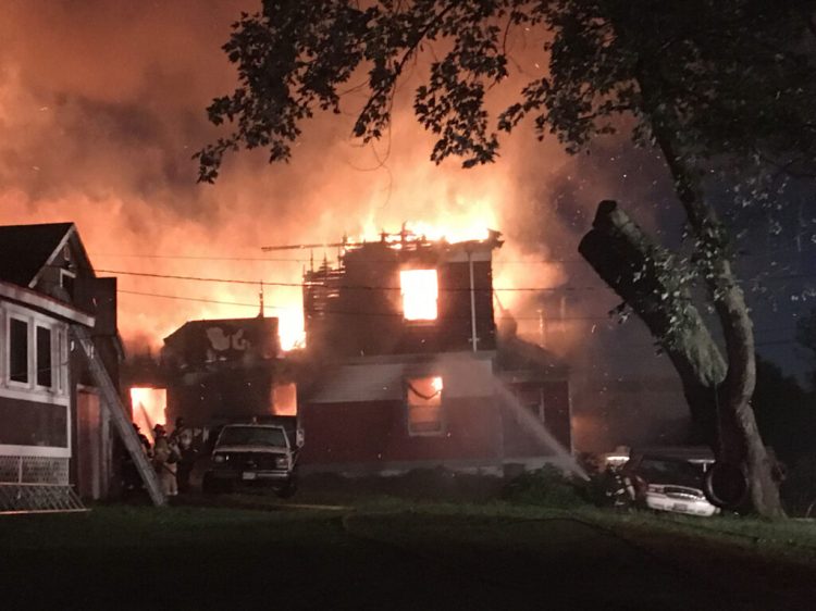 Fire destroys a home in Woolwich on Monday morning.