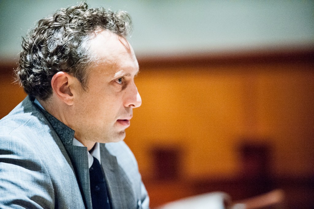 Suspended lawyer Seth Carey listens to proceedings in Cumberland County Superior Court in Portland during his sanctions hearing in November.