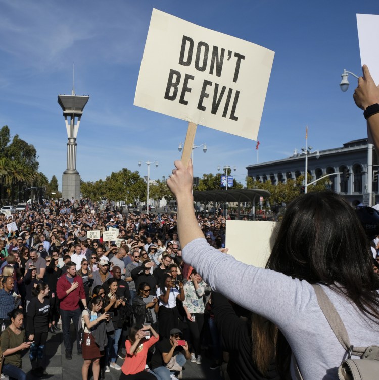 Google is meeting many demands for change of the organizers of last week's protest walkout by 20,000 employees, such as the ones above in San Francisco.