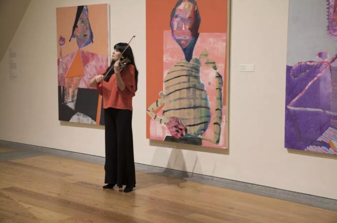 Portland Chamber Music Festival executive director Melissa Reardon in a gallery at the Portland Museum of Art.