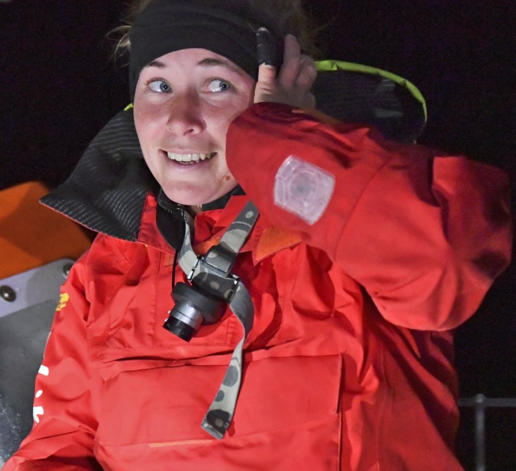 British yachtswoman Susie Goodall sailing her Rustler 36 yacht DHL STARLIGHT.