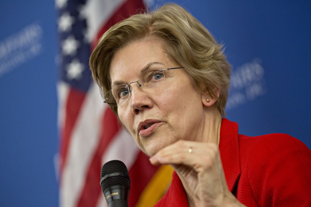 Sen. Elizabeth Warren, D-Mass., speaks at American University in Washington on Nov. 29. She has long been a favorite target of President Trump.