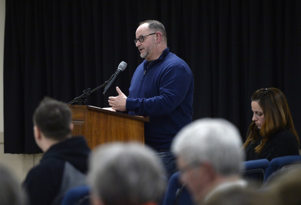 Kirk Lavoie of Ogunquit speaks during the Board of Selectmen meeting Tuesday night.