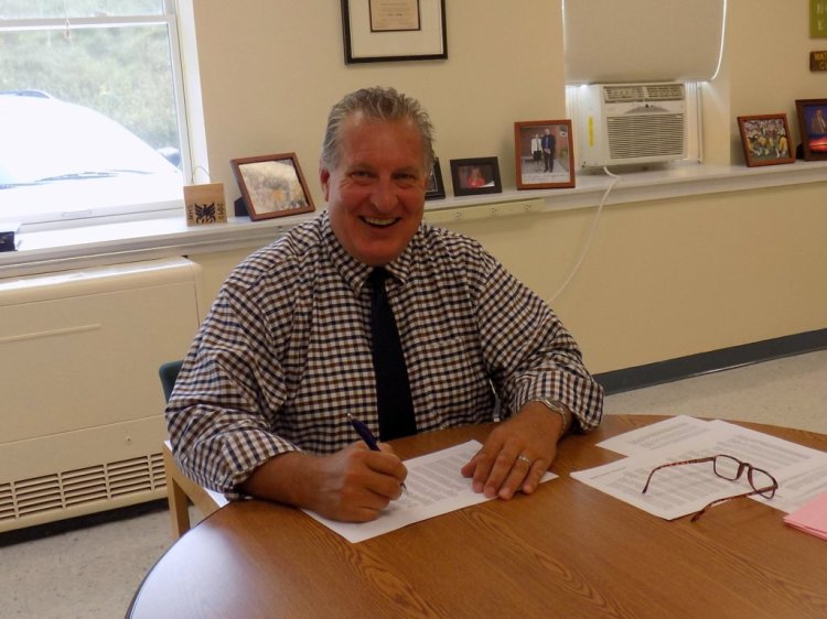 Staff members in Regional School Unit 73 voted 155-4 on Tuesday to express no confidence in Superintendent Todd LeRoy, shown in his office. RSU 73 covers Jay, Livermore and Livermore Falls.