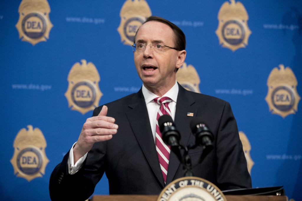 Deputy Attorney General Rod Rosenstein is expected to leave his position in the middle of next month, according to an official who spoke to The Associated Press on condition of anonymity on Monday night. (Associated Press/Andrew Harnik)
