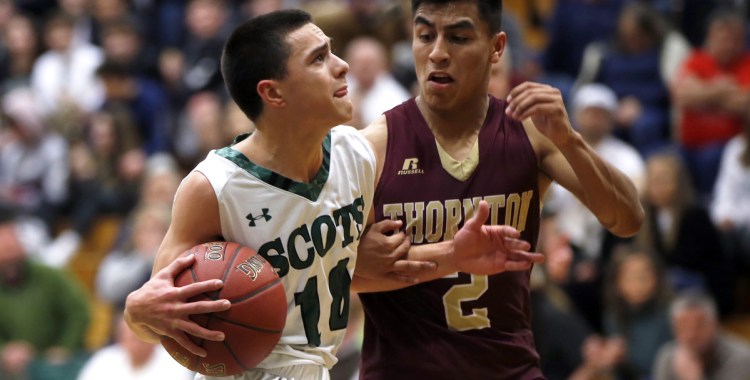Jacob Humphrey of Bonny Eagle, left, a sophomore guard, averages more than 12 points but also makes his presence known on defense and rebounding.