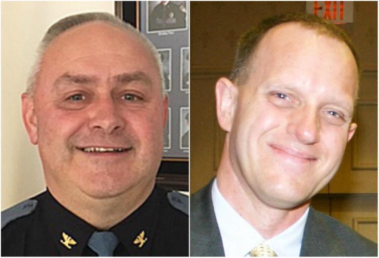 Saco Police Chief Raynald Demers, left, and Deputy Chief Corey Huntress