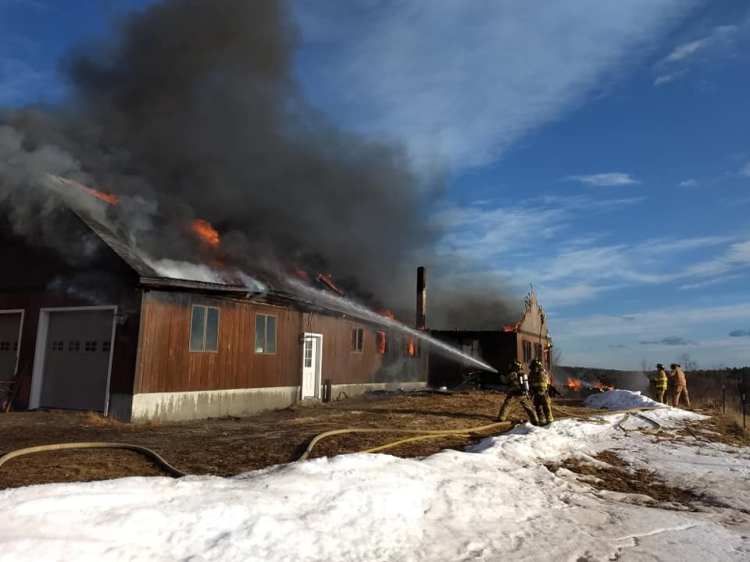 A fire destroyed this house on River Road in Bowdoinham on Saturday.