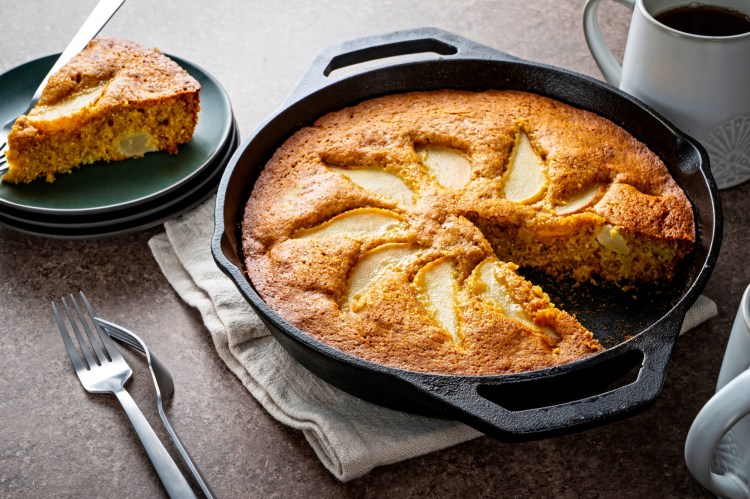 Polenta Honey Cake with Pears