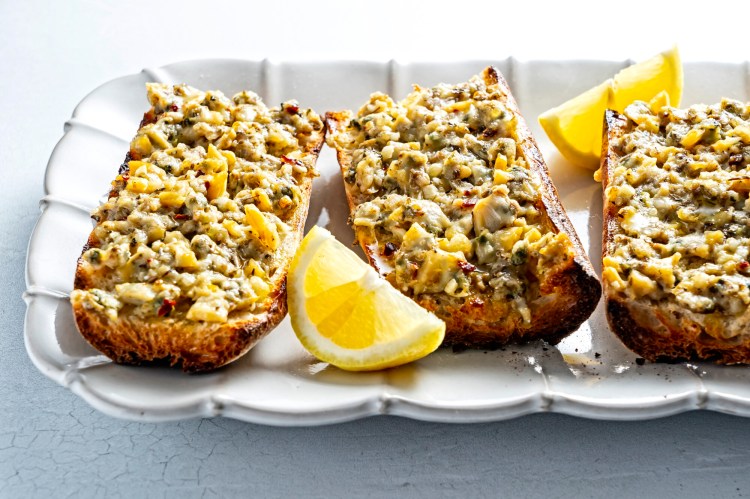 French bread clam pizza.