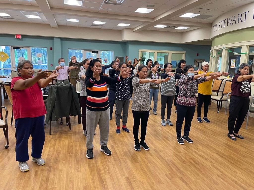 Cambodian elders in wellness class